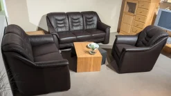 Polstergruppe Cora Leder Casay 78 Mocca Schwarz 3-2-1