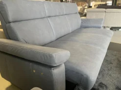 Polstergruppe Havannah Stoff Eldorado Hellblau Grau Füße Metall Schwarz Lackiert Mit Armteilverstellung Und Elektrischen Sitzvorzug