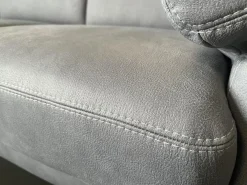 Polstergruppe Havannah Stoff Eldorado Hellblau Grau Füße Metall Schwarz Lackiert Mit Armteilverstellung Und Elektrischen Sitzvorzug