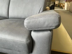 Polstergruppe Havannah Stoff Eldorado Hellblau Grau Füße Metall Schwarz Lackiert Mit Armteilverstellung Und Elektrischen Sitzvorzug