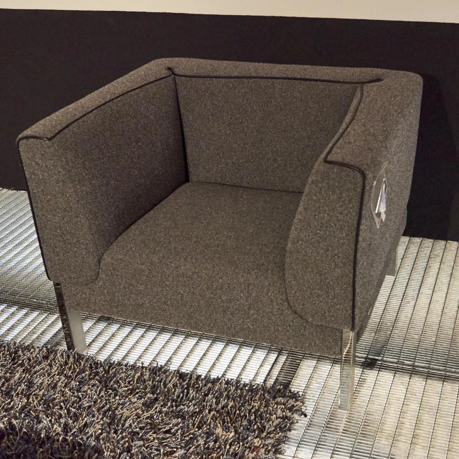 Polstergruppe Lobby Stoff 9400 Clip Grau Naht Keder 80293 Rio Anthrazit Füße Vierkant Chrom