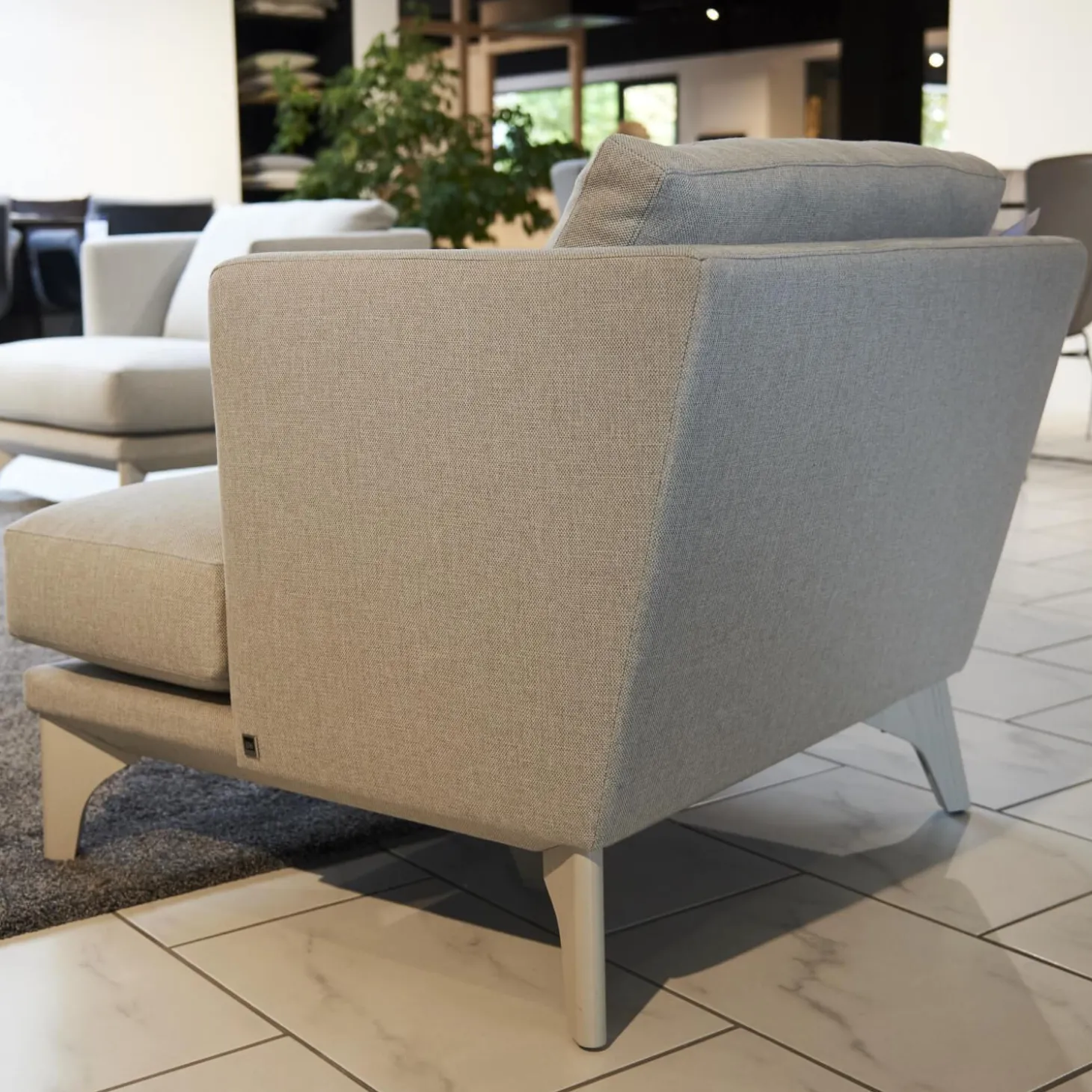 Polstergruppe Mit Sofa Und 2 Sesseln Polo Stoff Grau Gestell Esche Wengefarbig