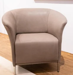 Polstergruppe Navarro Anilin-Dickleder Füße Metallbügel Nickel Satiniert