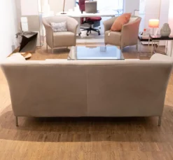 Polstergruppe Navarro Anilin-Dickleder Füße Metallbügel Nickel Satiniert