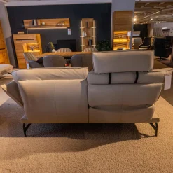 Polstergruppe Nova 1378 Bezug Leder 24 Longru Nebel Beige Grau Füße Anthrazit Pulverbeschichtet