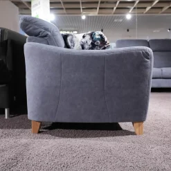 Polstergruppe Prato Leder 877 02 Grau Blau Fuß F912 Eiche Bianco Inklusive Kissen