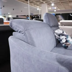 Polstergruppe Prato Leder 877 02 Grau Blau Fuß F912 Eiche Bianco Inklusive Kissen