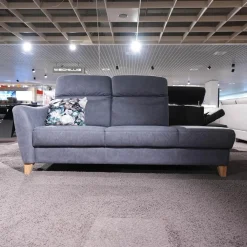 Polstergruppe Prato Leder 877 02 Grau Blau Fuß F912 Eiche Bianco Inklusive Kissen