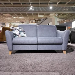 Polstergruppe Prato Leder 877 02 Grau Blau Fuß F912 Eiche Bianco Inklusive Kissen