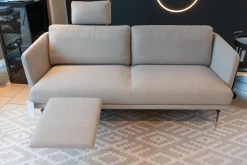 Polstergruppe Sofa Frame Bezug Stoff Danio Seidengrau U3302D Grau Flachstahlfuß Chrom Glanz