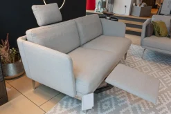 Polstergruppe Sofa Frame Bezug Stoff Danio Seidengrau U3302D Grau Flachstahlfuß Chrom Glanz