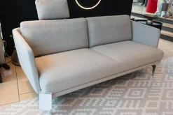 Polstergruppe Sofa Frame Bezug Stoff Danio Seidengrau U3302D Grau Flachstahlfuß Chrom Glanz