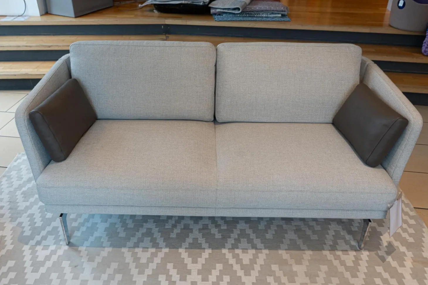 Polstergruppe Sofa Frame Bezug Stoff Danio Seidengrau U3302D Grau Flachstahlfuß Chrom Glanz