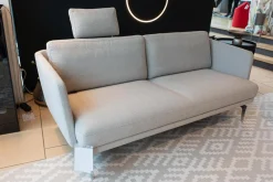 Polstergruppe Sofa Frame Bezug Stoff Danio Seidengrau U3302D Grau Flachstahlfuß Chrom Glanz