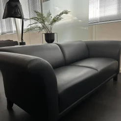 Polstergruppe Sofa Prestige Bezug Leder L9999C Grain Schwarz Fuß Holz Schwarz