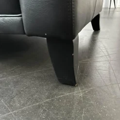 Polstergruppe Sofa Prestige Bezug Leder L9999C Grain Schwarz Fuß Holz Schwarz