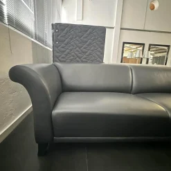Polstergruppe Sofa Prestige Bezug Leder L9999C Grain Schwarz Fuß Holz Schwarz