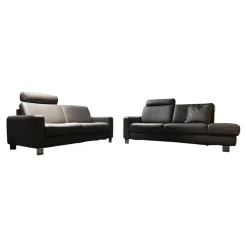 Polstergruppe VS HU1064 Leder F2 Bezug 58 Vivre Greystone Grau Füße Metall ChromInklusive Kissen