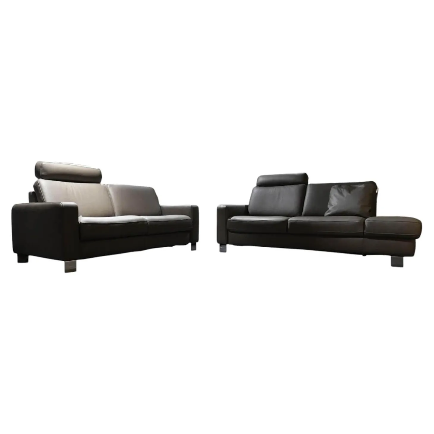 Polstergruppe VS HU1064 Leder F2 Bezug 58 Vivre Greystone Grau Füße Metall ChromInklusive Kissen