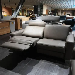 Polstergruppe VS HU1064 Leder F2 Bezug 58 Vivre Greystone Grau Füße Metall ChromInklusive Kissen