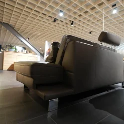 Polstergruppe VS HU1064 Leder F2 Bezug 58 Vivre Greystone Grau Füße Metall ChromInklusive Kissen