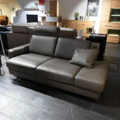 Polstergruppe VS HU1064 Leder F2 Bezug 58 Vivre Greystone Grau Füße Metall ChromInklusive Kissen