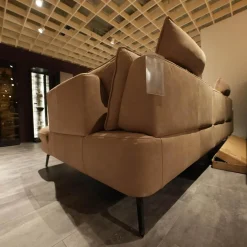 Polstergruppe VS HU1169 Sofa Leder Aurelia Stone Braun Füße Metall Schwarz Mit Sessel Sternfuß Schwarz Und Kissen