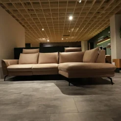 Polstergruppe VS HU1169 Sofa Leder Aurelia Stone Braun Füße Metall Schwarz Mit Sessel Sternfuß Schwarz Und Kissen