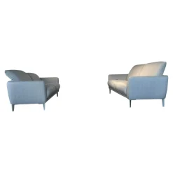 Polstergruppe WK 652 Mit 2 Sofas Stoff JAB Grau PG 3 Fuß Alu Matt Sitze Soft