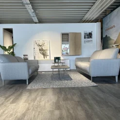 Polstergruppe WK 652 Mit 2 Sofas Stoff JAB Grau PG 3 Fuß Alu Matt Sitze Soft
