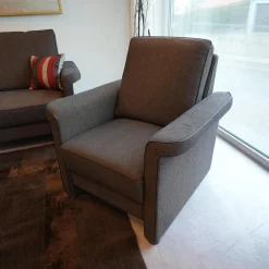 Polstergruppe York 520 Sofa 2,5 Sitzig, Sessel, Funktionssessel Stoff Bezug Dunkelbraun Melliert 455 080 Funktionssessel Manuell Stufenlos Verstellbar