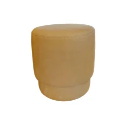 Polsterhocker Emma Leder W11 Mustard Braun Beige