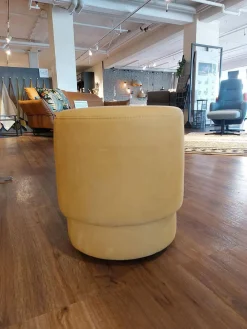 Polsterhocker Emma Leder W11 Mustard Braun Beige