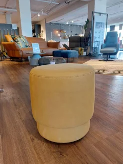 Polsterhocker Emma Leder W11 Mustard Braun Beige