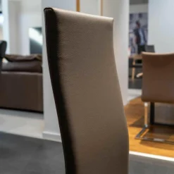 Polster-Kragstuhl B25-1P Leder Taupe Mit Stahlgestell Verchromt