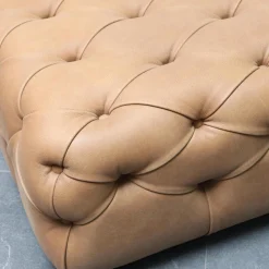 Pouf Capitonné Bezug Leder E2 Nougat F963340 Braun