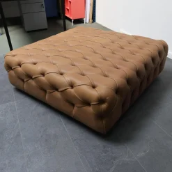 Pouf Capitonné Bezug Leder E2 Nougat F963340 Braun