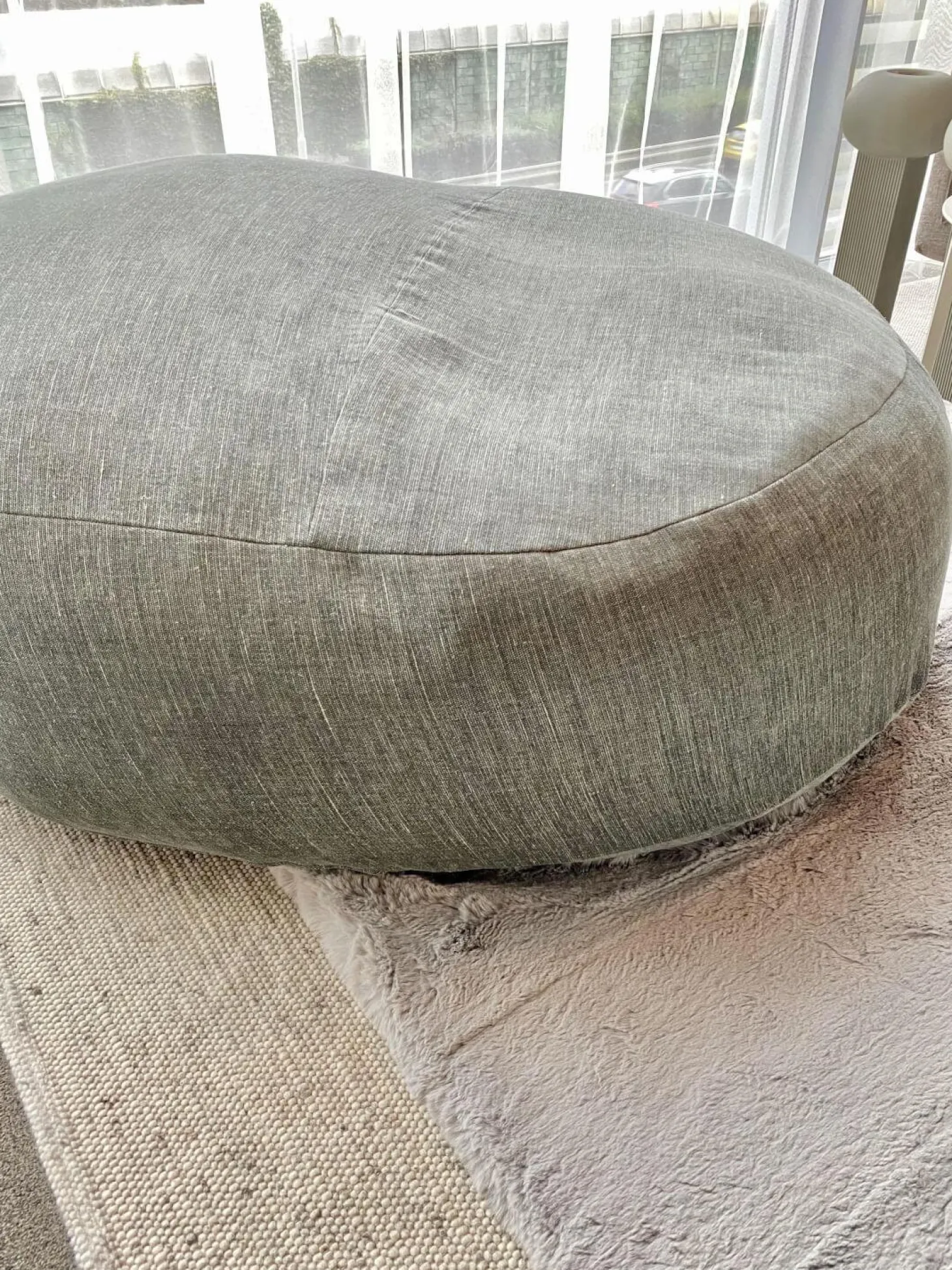 Pouf Friz Bezug Stoff Tesis Dunkelgrau