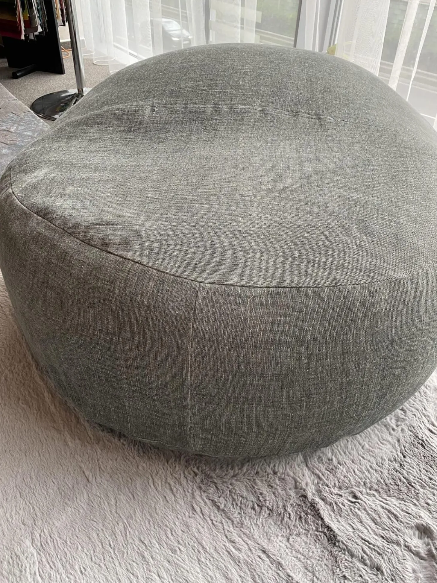 Pouf Friz Bezug Stoff Tesis Dunkelgrau