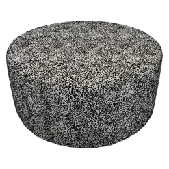Pouf Hocker Stoff Leo Grau Schwarz