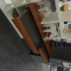 Raumteiler Regal Kara 61697 Lack Weiß Nussbaum Nova Griff Edelstahl