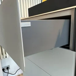 Raumteiler Sideboard Jorel Korpus Lack Greige Grau Beige Front Optiwhite Mattglas Greige Grau Beige