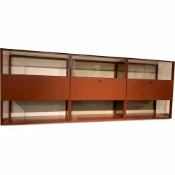 Raumteiler-Regal Mesh 3-teilig Mattlack Grau Rot