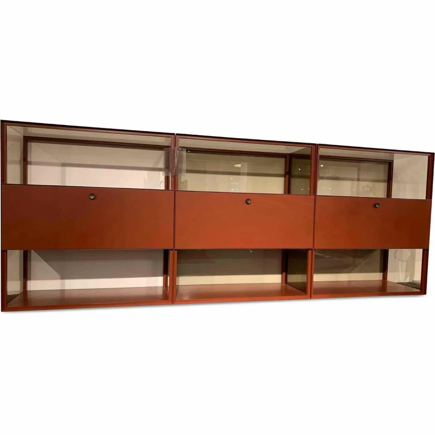 Raumteiler-Regal Mesh 3-teilig Mattlack Grau Rot