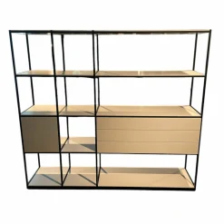 Raumteiler-Regal Tado Korpus MDF Lack M14 Platin Grau Profil Aluminium Schwarz Eloxiert