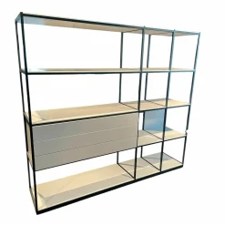 Raumteiler-Regal Tado Korpus MDF Lack M14 Platin Grau Profil Aluminium Schwarz Eloxiert