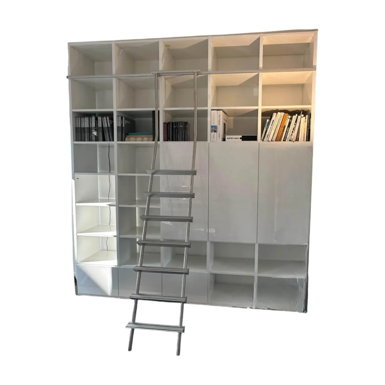 Raumteilerwand Studimo Korpus Lack Matt Schneeweiß M03 Front Lack Hochglanz Schneeweiß M74 Mit Leiter