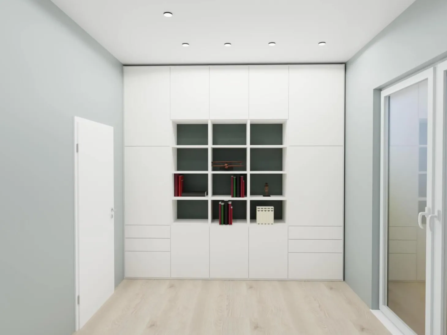 Reaglwand Studimo Lack Schneeweiß M03 Rückwände In Offenen Bereichen Lack Laguna M80 Grau