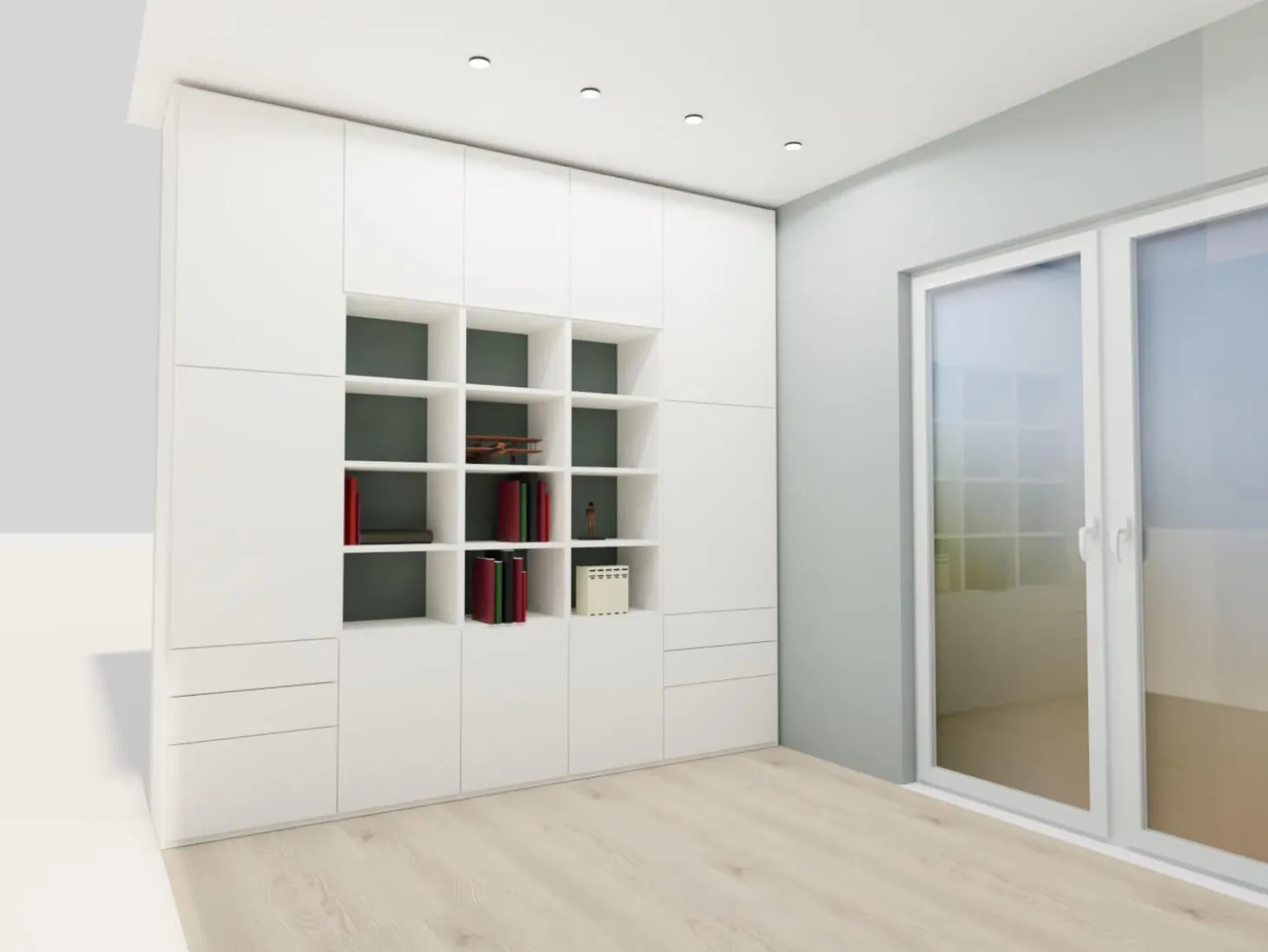 Reaglwand Studimo Lack Schneeweiß M03 Rückwände In Offenen Bereichen Lack Laguna M80 Grau