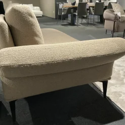 Recamiere Aida Stoff 2 Orsetto 5 121 Beige Braun Gestell Schwarz Chrom Mit Klappbarere Armlehne